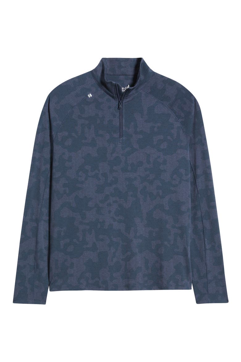 Viktor Waffle Camo Print Quarter Zip Pullover, Alternate, color, NAVY