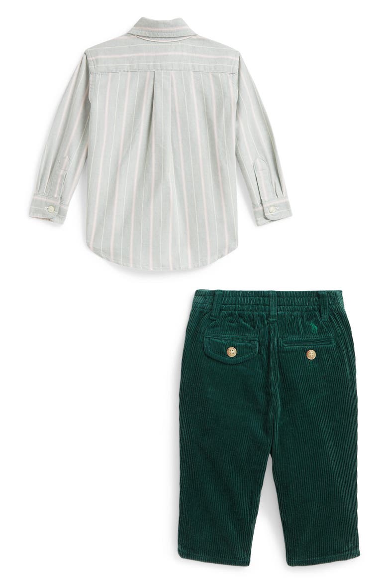 Kids' Striped Shirt & Corduroy Pants 2-Piece Set, Alternate, color, FOREST LAVENDER MULTI