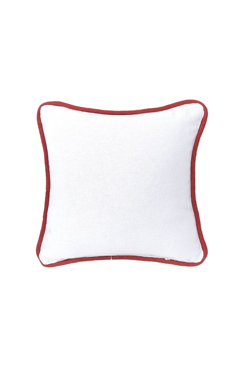 Wreath & Pinecones Snowflakes Woodland Bear Cotton Mini Accent Pillow, 8" x 8", Alternate, color, Green