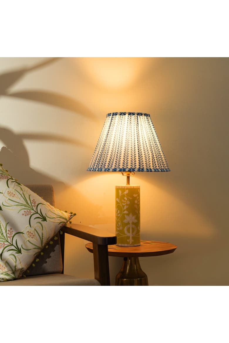 Floral Vines Inlay Yellow Table Lamp, Alternate, color, Yellow