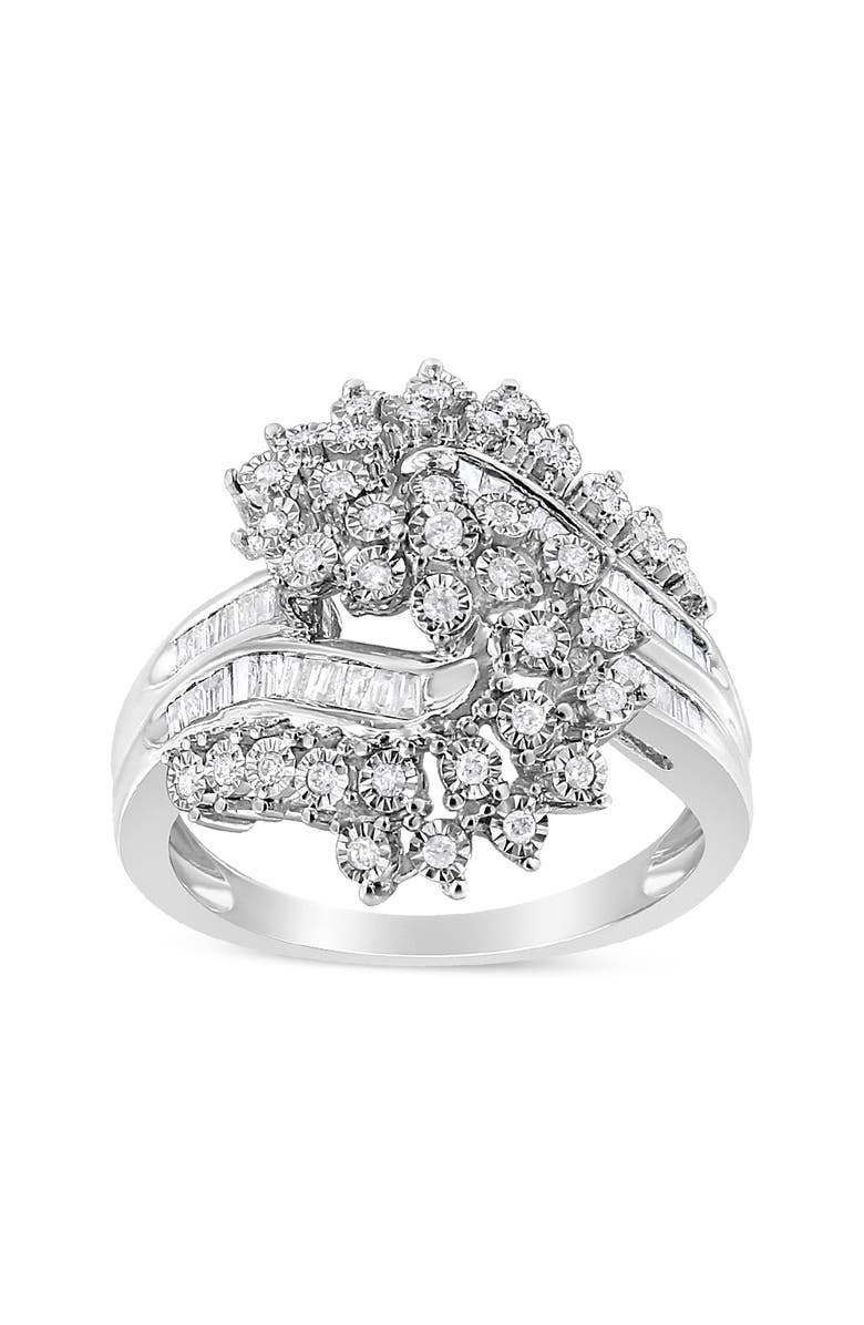 Haus of Brilliance 10K White Gold 1/2 Cttw Diamond "S" Shaped Bypass Cocktail Ring, Alternate, color, White