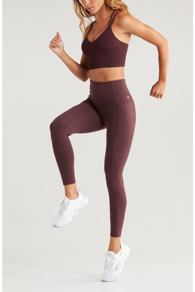 Studio Luxe High Waist Pocket 7/8 Leggings, Alternate, color, BURGUNDY FUDGE