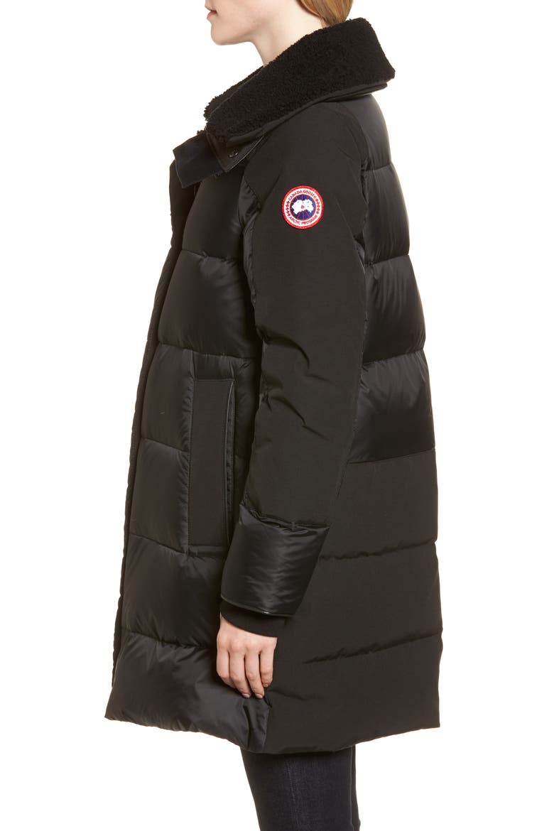 Altona Water Resistant 750-Fill Power Down Parka with Genuine Shearling Collar, Alternate, color, BLACK