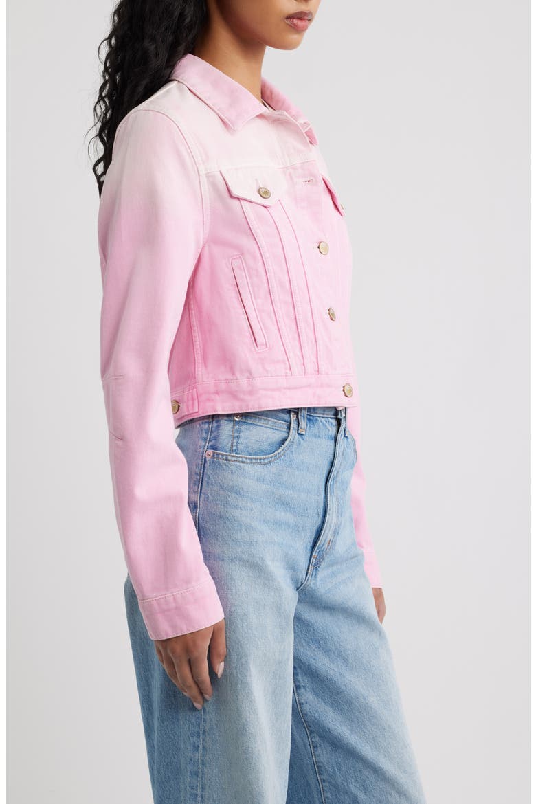Bardot Ombré Denim Trucker Jacket, Alternate, color, STRAWBERRY SUNRISE