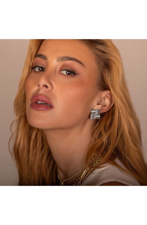 Shymi Textured Square Statement Earrings In Metallic