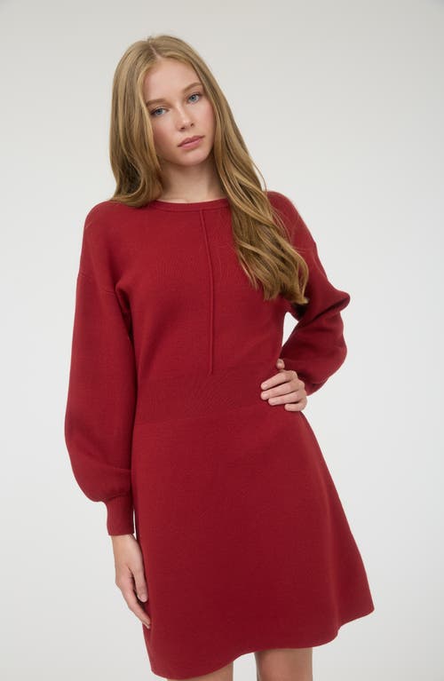 August Sky Tie Back Long Sleeve Minidress In Red