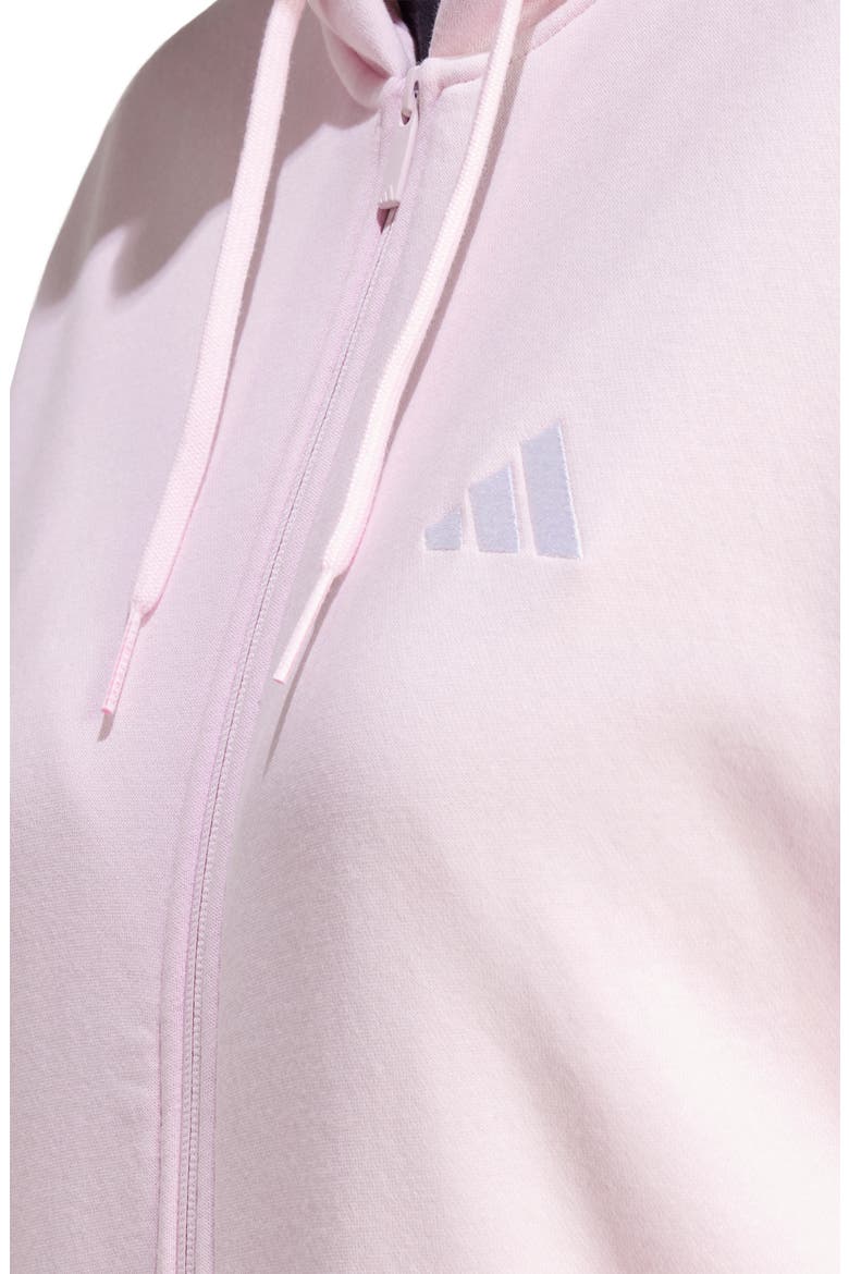 3-Stripes Fleece Zip Hoodie, Alternate, color, CLEAR PINK/ WHITE