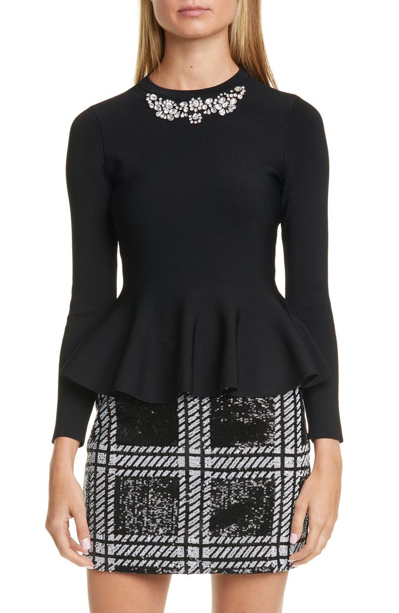 Ted Baker London Embellished Peplum Sweater, Main, color, 