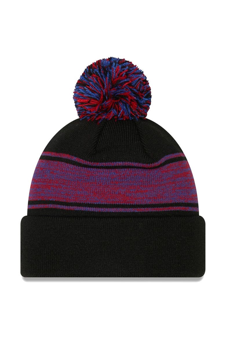 Men's New Era Black Chicago Cubs Chilled Cuffed Knit Hat with Pom, Alternate, color, Black