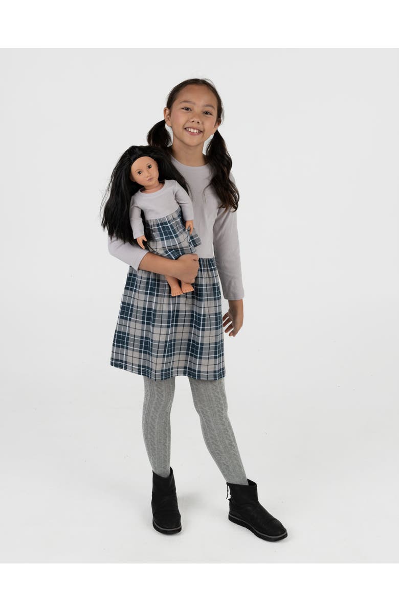 Leveret Girls Skirt Dress with Matching Doll Dress, 100% Cotton, Main, color, Light Gray