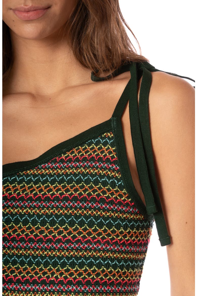 Verdant Breeze Acid Ruffle One-Shoulder Cover-Up Minidress, Alternate, color, DARK GREEN