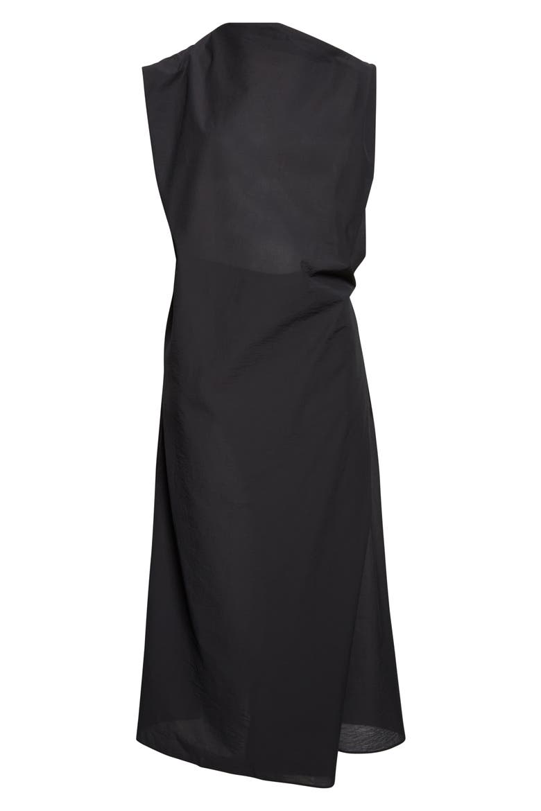 La Robe Drap Asymmetric Midi Dress, Alternate, color, BLACK