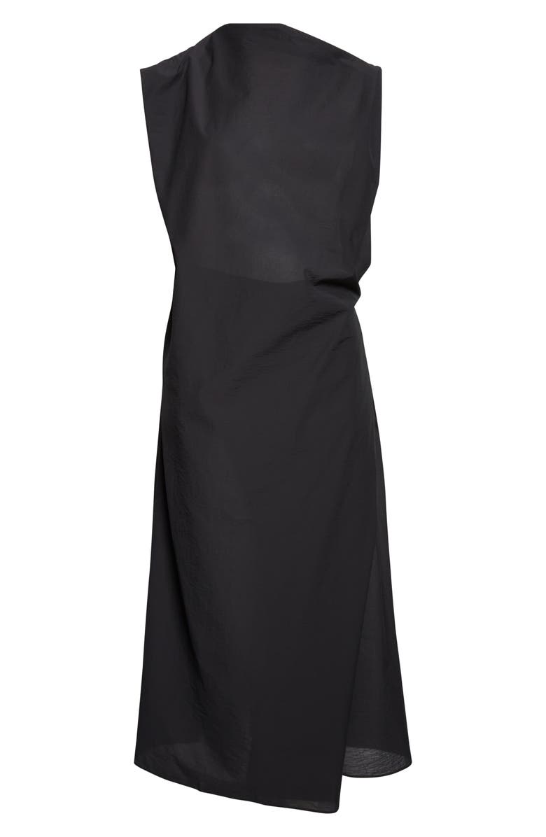 Jacquemus La Robe Drap Asymmetric Midi Dress, Main, color, Black