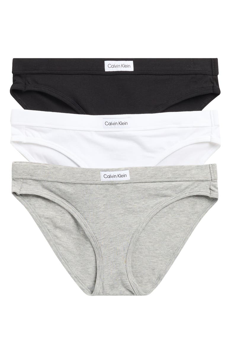 Calvin Klein Assorted 3-Pack Bikinis, Main, color, Black/ White/ Grey