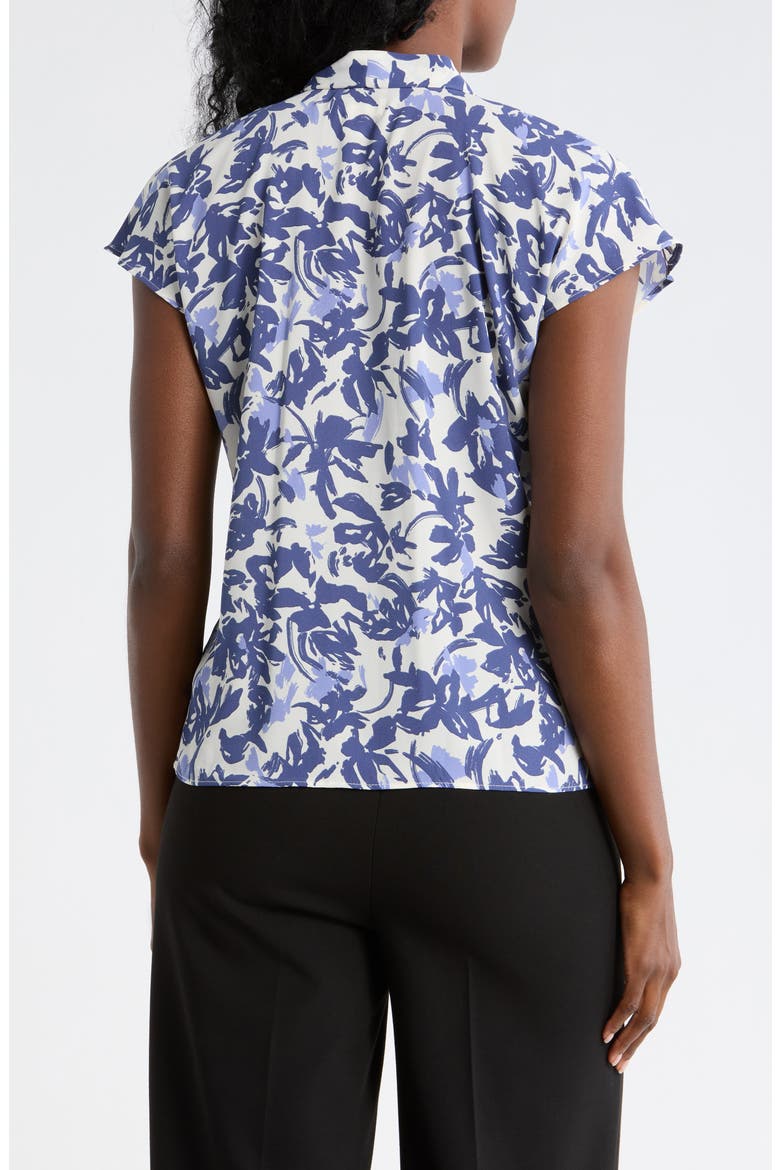 Tie Neck Flutter Sleeve Top, Alternate, color, IVORY- BLUE ARUBA ABSTRACT