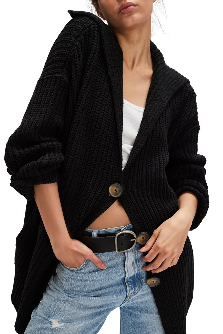 Swim Too Deep Cardigan, Alternate, color, BLACK
