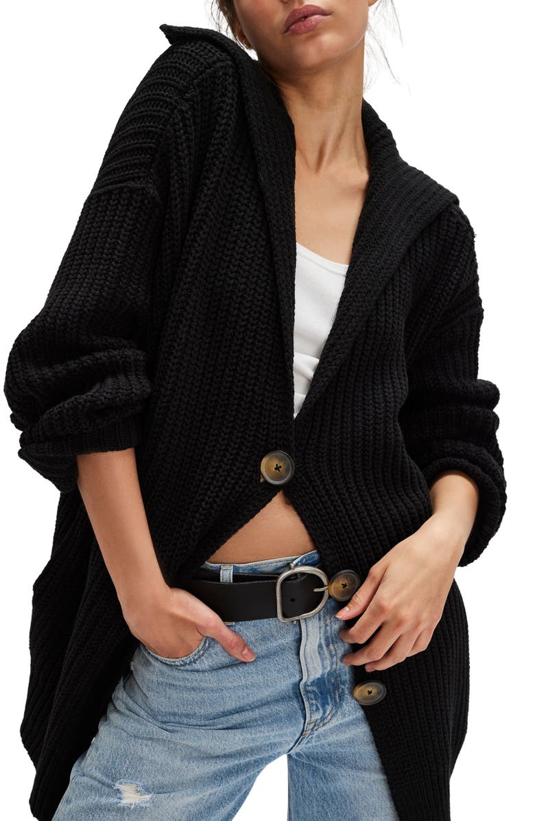 Free People Swim Too Deep Cardigan, Alternate, color, Black