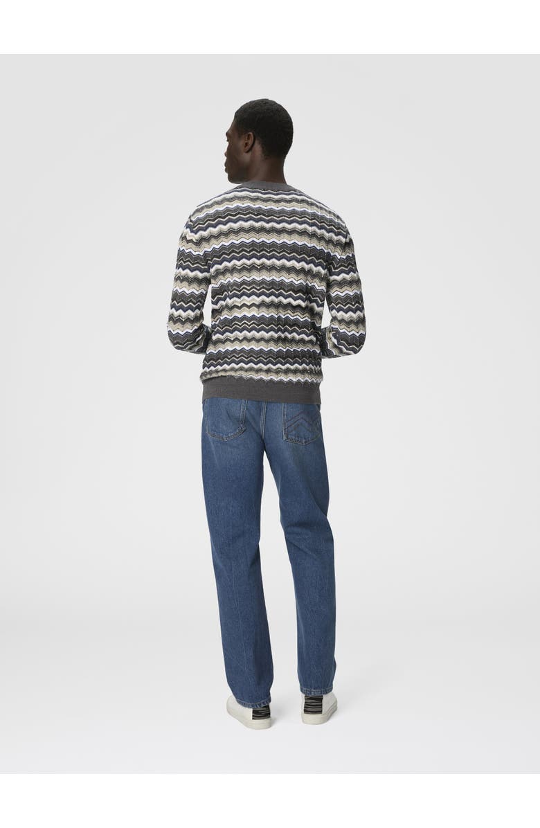 Missoni Crew Neck Sweater With Zigzag Pattern, Alternate, color, Grey & Beige