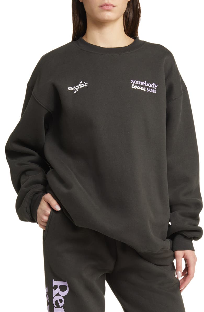 THE MAYFAIR GROUP Somebody Loves You Oversize Fleece Sweatshirt, Main, color,