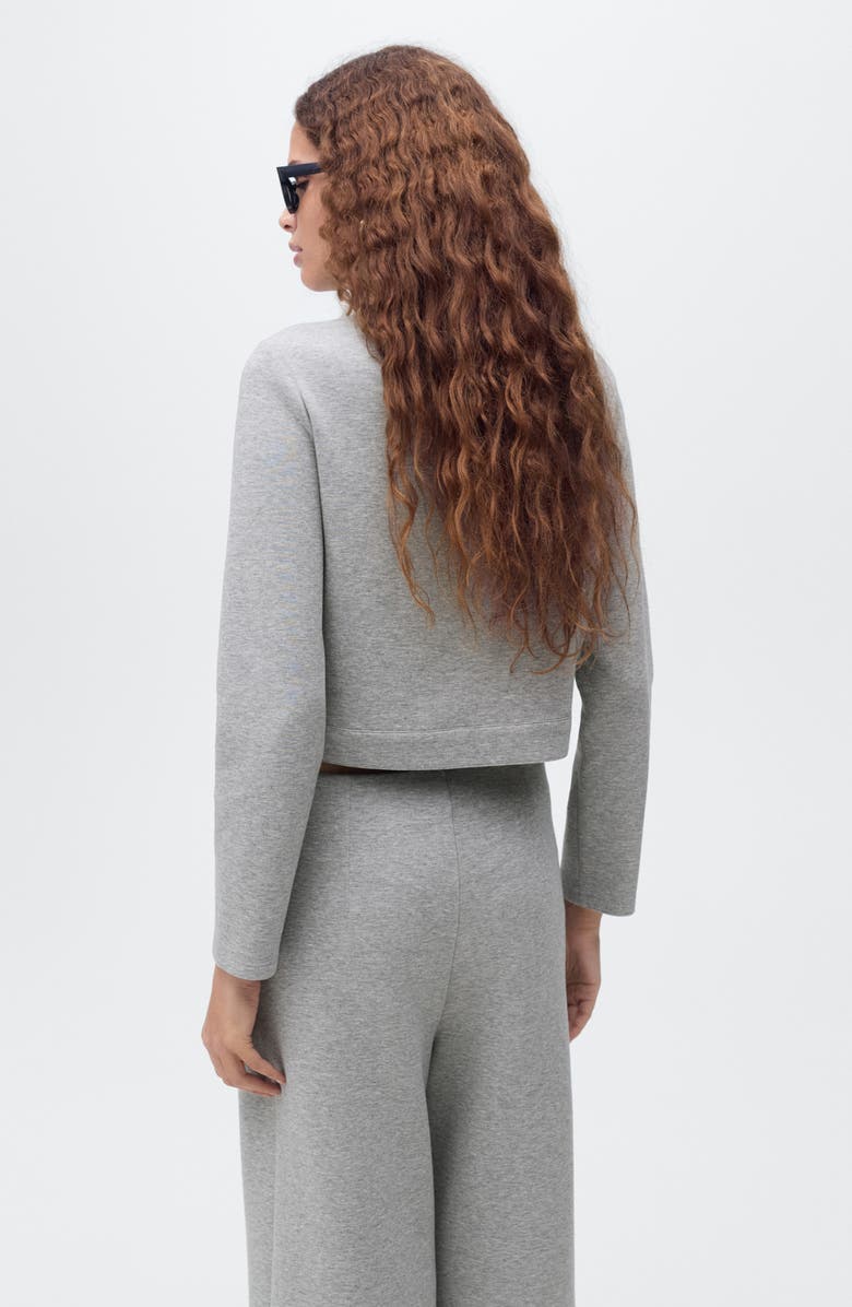 MANGO Cotton Blend Crop Utility Jacket, Alternate, color, Medium Heather Grey