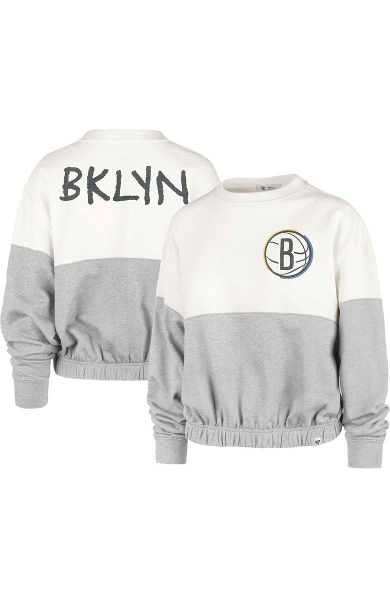 '47 Women's '47 Cream Brooklyn Nets 2022/23 City Edition Take Two Bonita Sweatshirt, Main, color, 