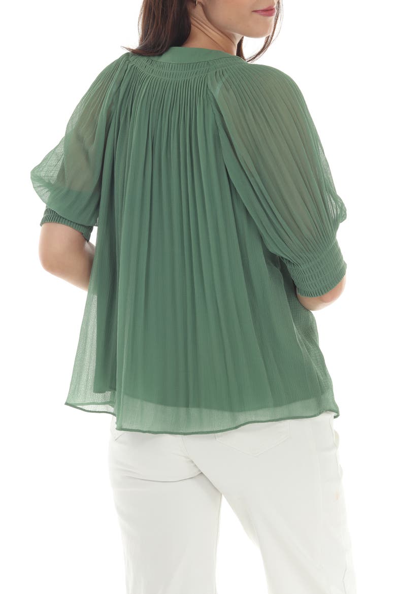 Pleated Puff Sleeve Top, Alternate, color, OLIVE