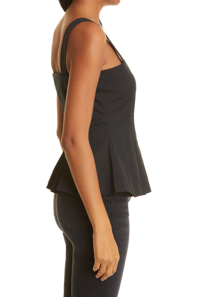 Laura Stretch Cotton Peplum Top, Alternate, color, BLACK