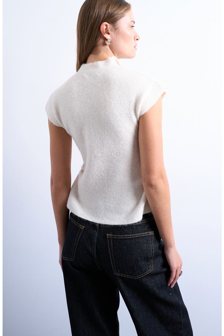Ruffle Button Front Knit Top, Alternate, color, WHITE