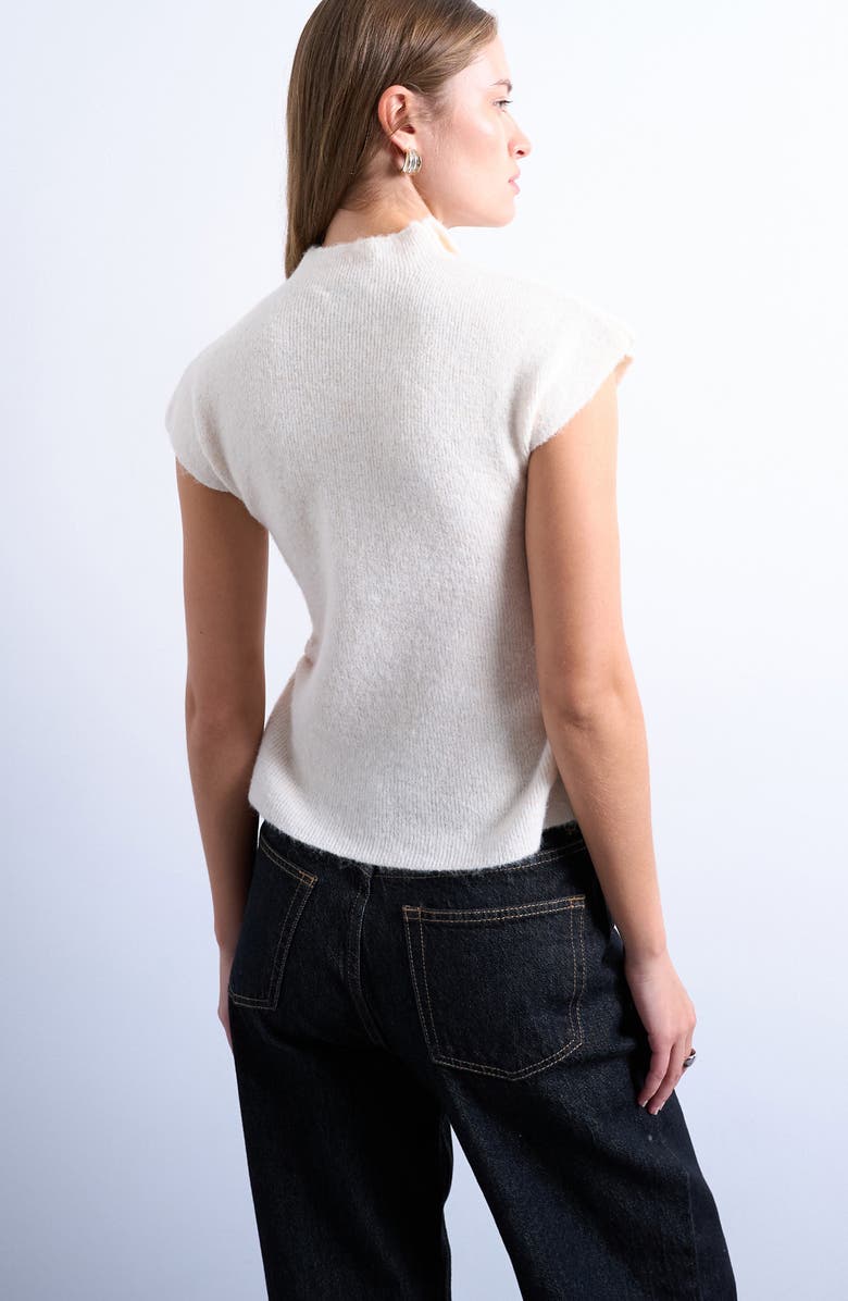 Topshop Ruffle Button Front Knit Top, Alternate, color, White