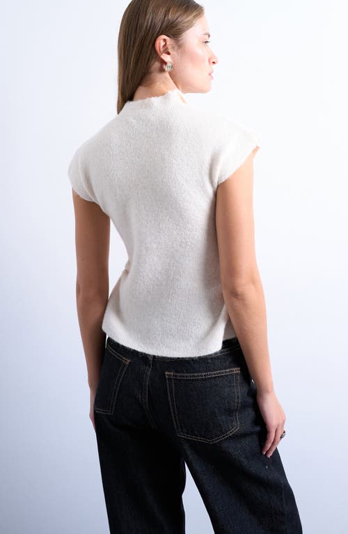 Topshop Ruffle Button Front Knit Top In White