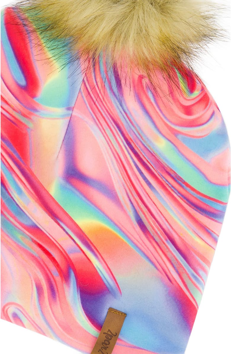 Deux par Deux Girl's Knit Hat Pink And Air Blue Marble, Alternate, color, Marble