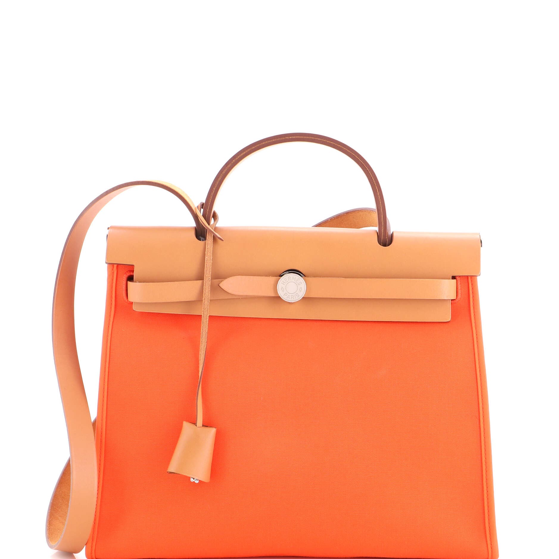Herbag Zip Leather and Toile 31, Main, color, Orange