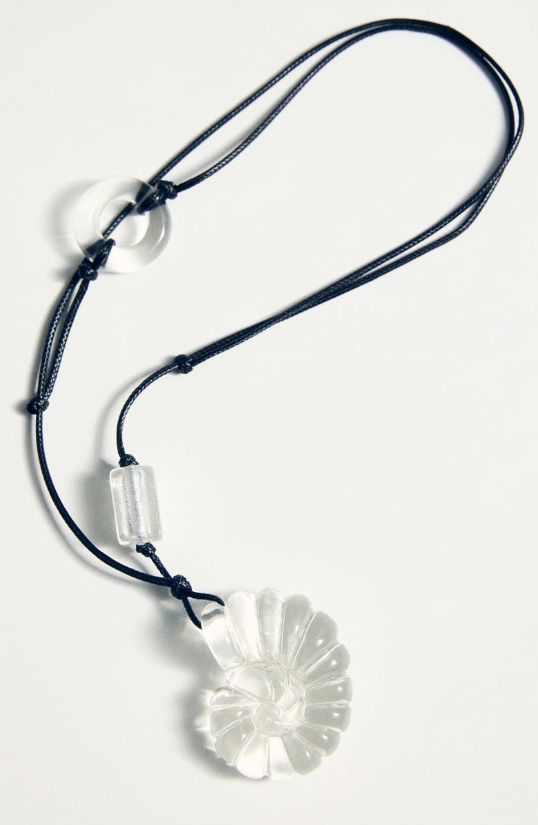MANGO Shell Pendant Necklace, Alternate, color, Black