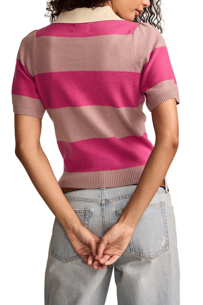 Short Sleeve Polo Sweater, Alternate, color, WOODROSE
