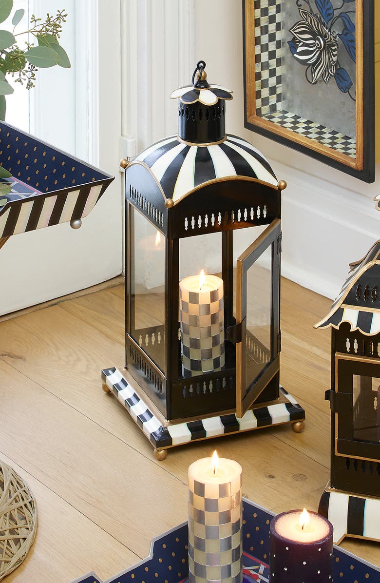 MACKENZIE CHILDS Courtly Stripe Candle Lantern, Alternate, color, Black/ White