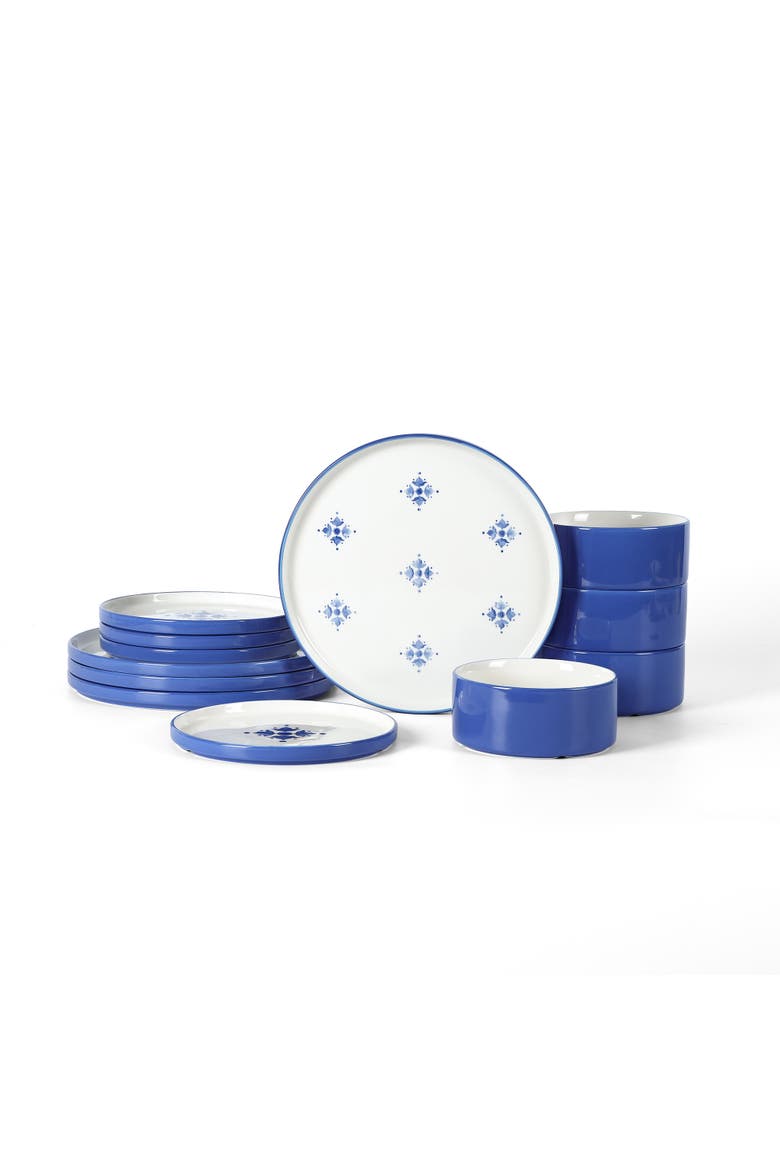 Cobalt 12-Piece Dinnerware Set Porcelain, Blue, Main, color, Blue
