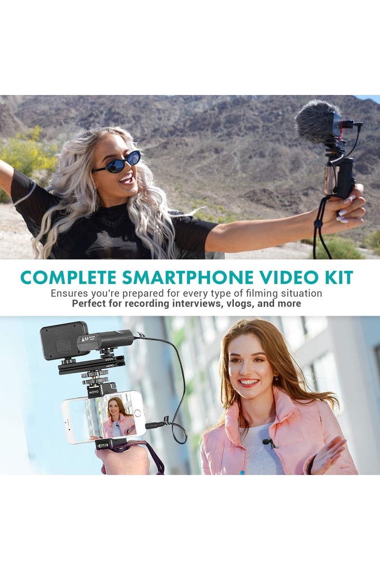 V8 Huge Vlogging Kit for iPhone with Tripod, Grip, Microphones, LED Lights, and Wireless Remote, Alternate, color, Black