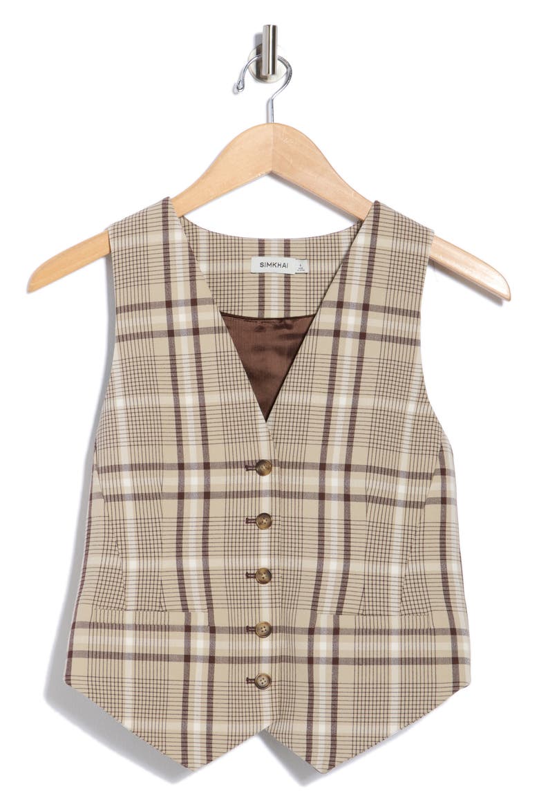 Poppy Plaid Vest, Alternate, color, SAND PLAID