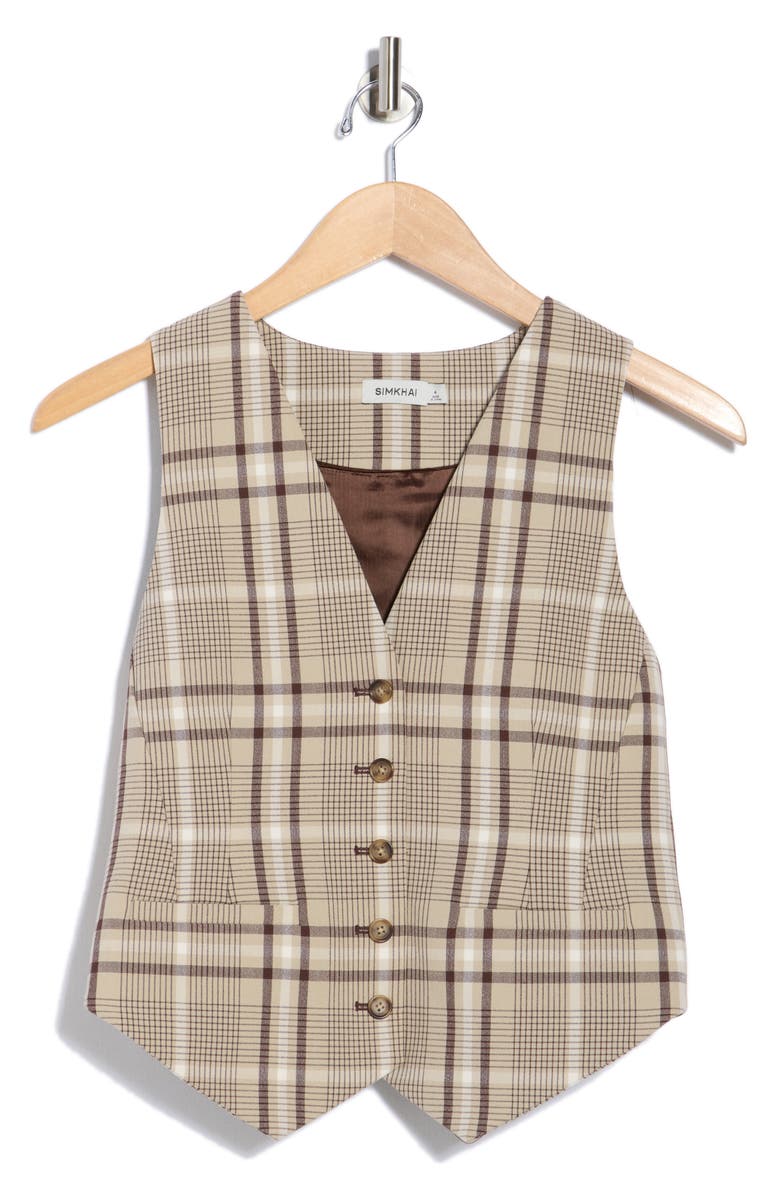 Simkhai Poppy Plaid Vest, Alternate, color,