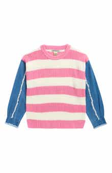 Cotton Emporium Kids' Denim Sleeve Stripe Sweater