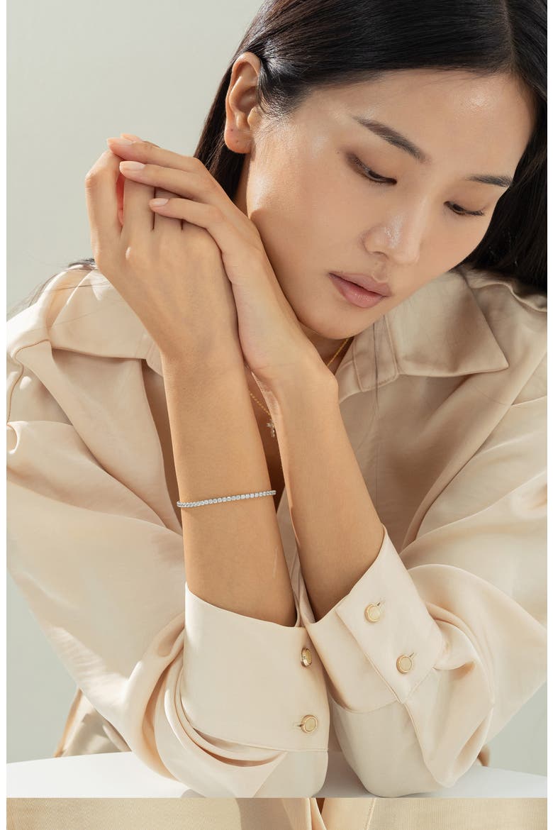 Sterling Silver 18k Gold Plated Cherie Bracelet Minimal Crystal Elegant, Alternate, color, Silver