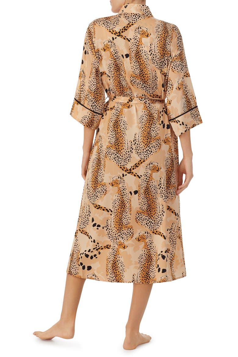 Satin Robe (Nordstrom Exclusive), Alternate, color, TAN/ FLOR
