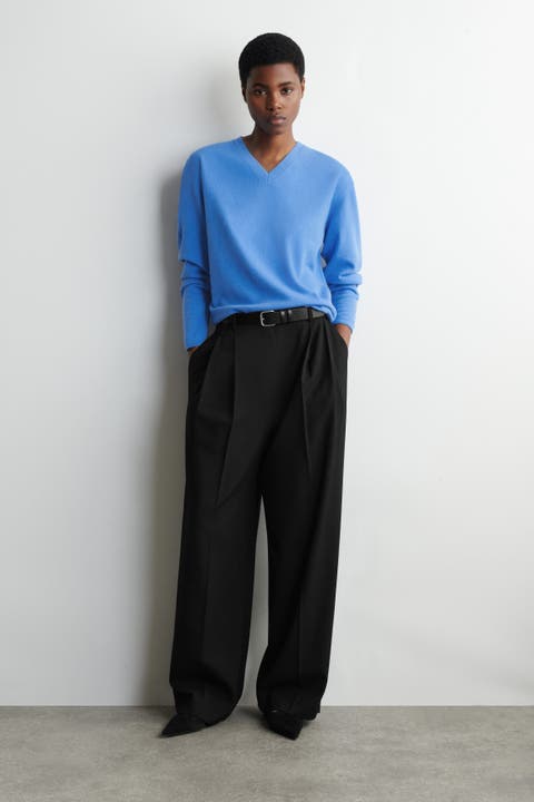 Relaxed Twill Wide-Leg Pants