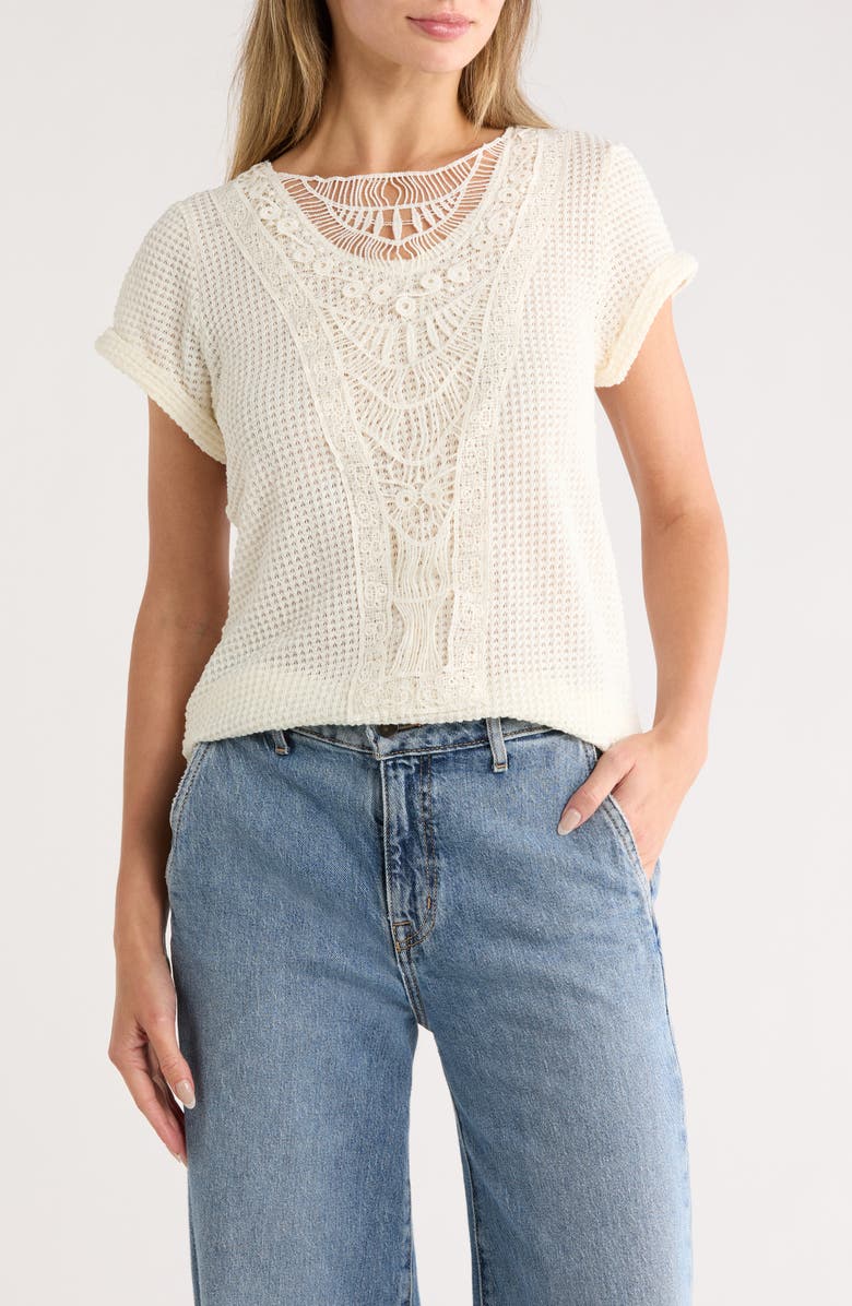 Forgotten Grace Cotton Short Sleeve Top, Main, color, Natural