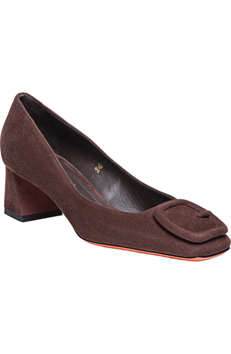 Santoni Suede low-heel pump, Alternate, color, Brown