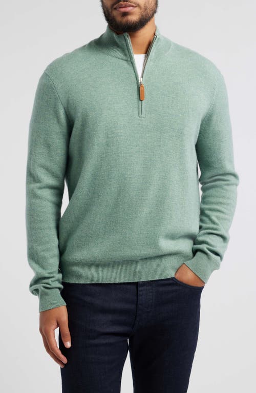 Lorenzo Uomo Men's Quarter Zip Wool & Cashmere Sweater in Sage 