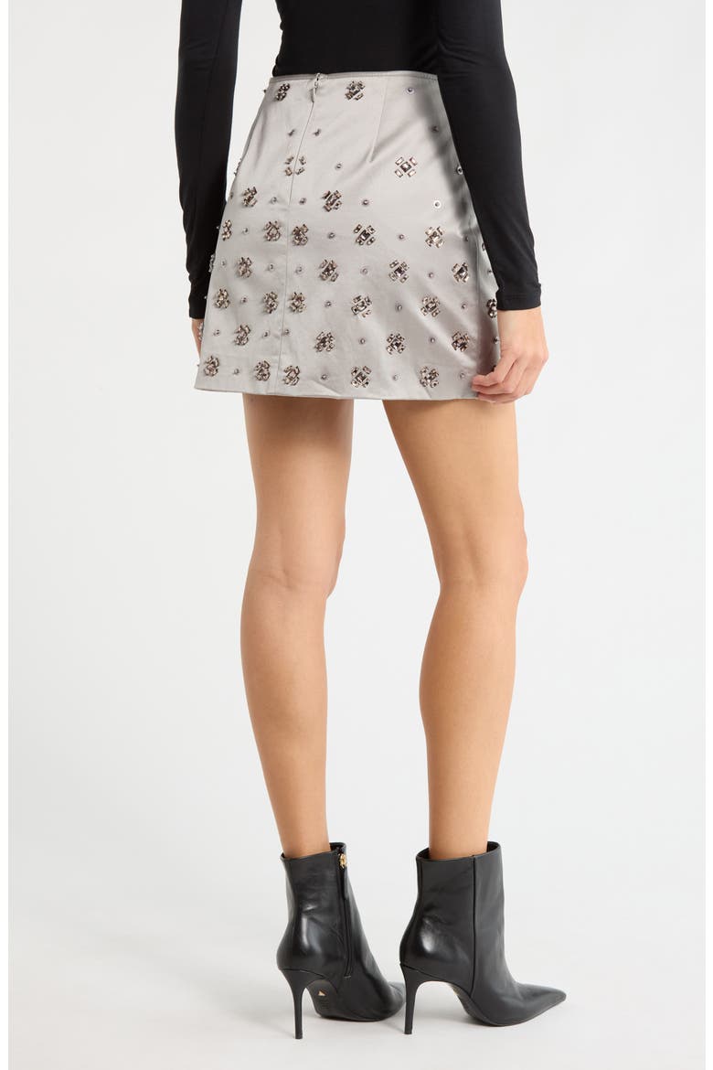 Olenna Embellished Miniskirt, Alternate, color, SILVER