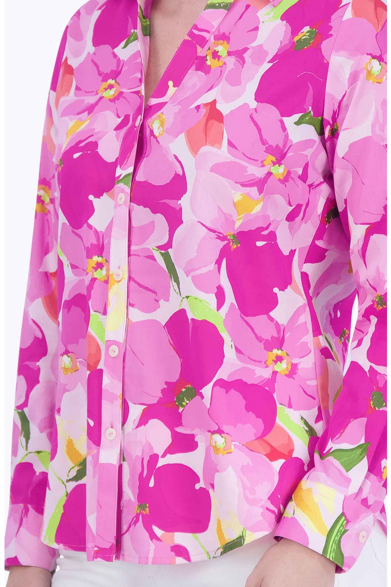 Mary Floral Non-Iron Cotton Button-Up Shirt, Alternate, color, PINK MULTI