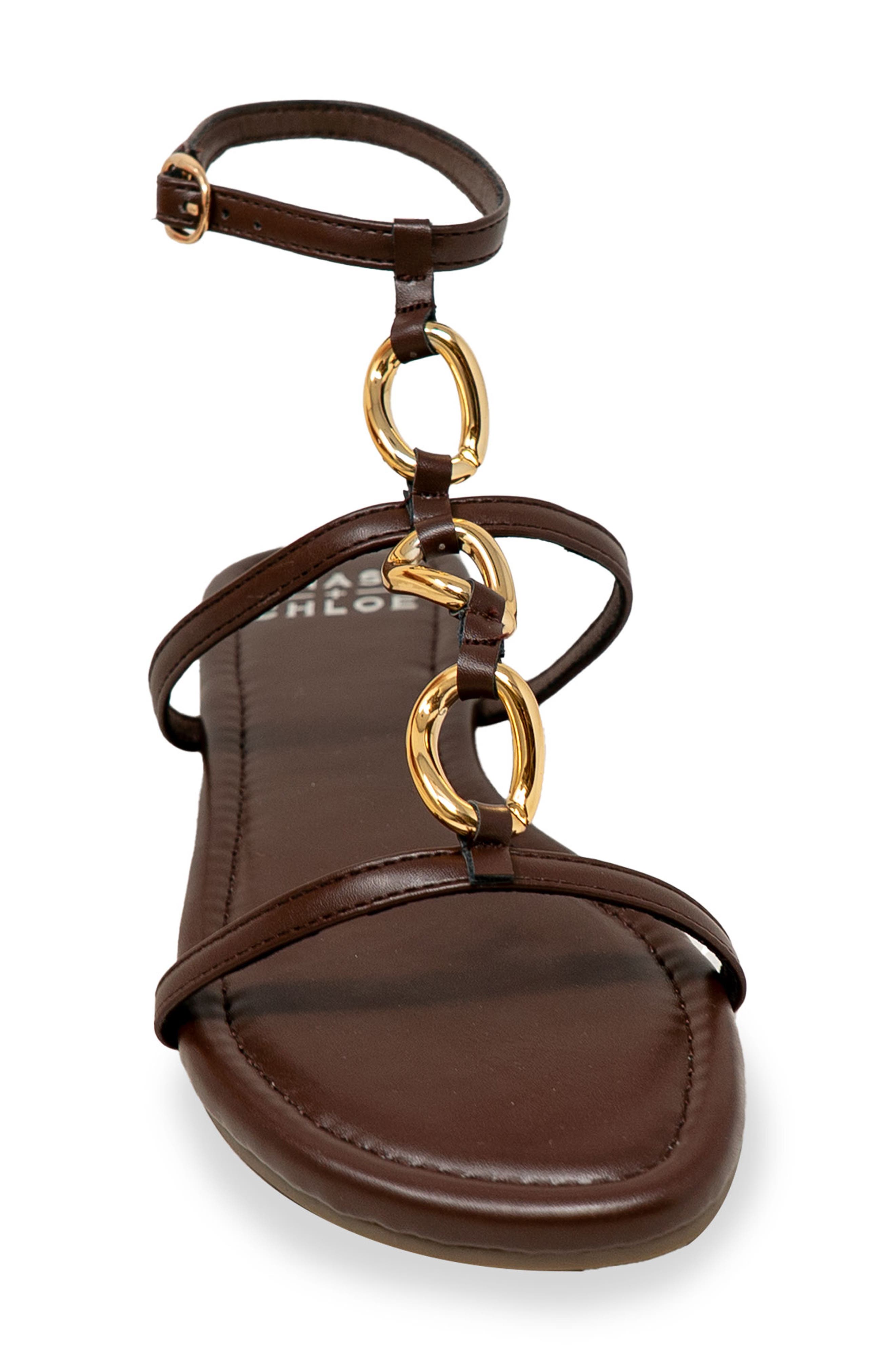 Ankle Strap Flat Sandal, Alternate, color, BROWN