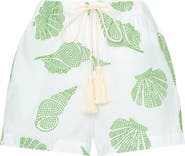 Milly Corried Embroidered Tie Waist Shorts